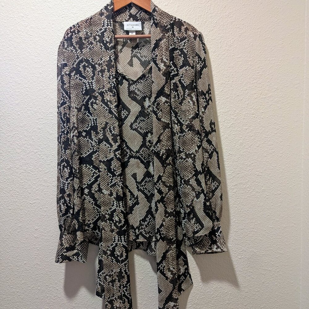 Altuzarra for Target Python Print Tie Neck.Blouse Size M - Picture 12 of 15